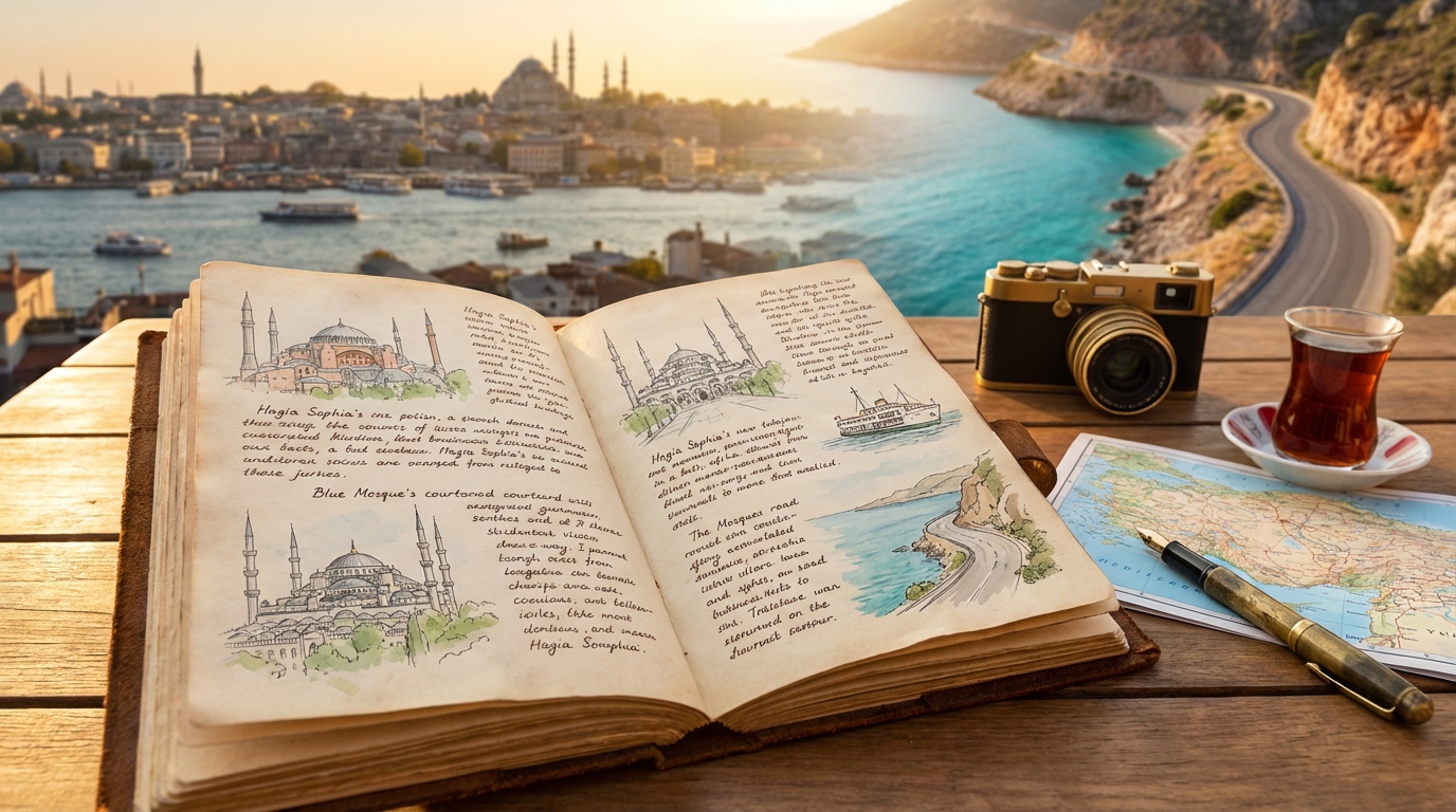 découvrez mon carnet de route en turquie, un voyage captivant d'istanbul aux magnifiques rives de la méditerranée, entre histoire, culture et paysages enchanteurs.